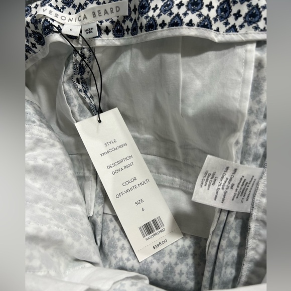 NWT Veronica Beard Blue and White Patterned Pants - Picture 4 of 5